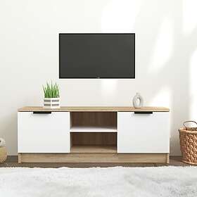vidaXL TV-bænk vit och sonoma-ek 102x35x36,5 cm konstruerat trä 811516