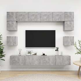 vidaXL TV-skåp 8 delar betonggrå spånskiva 3079112