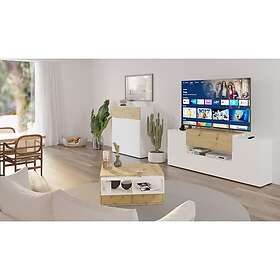 vidaXL FMD Tv-/HiFi-bänk 182x33x70,2 cm vit och ek 444216