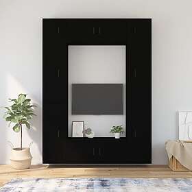 vidaXL Tv-skåp 8 delar Svart konstruerat trä 3188815