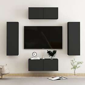 vidaXL TV-skåp 4 delar svart spånskiva 3078771