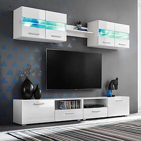 vidaXL TV-möbel 5 delar med LED-belysning högglans vit 246027