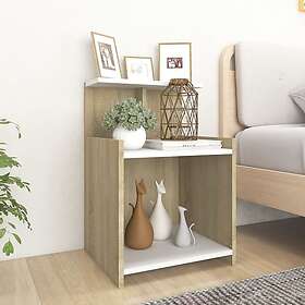 vidaXL Sängbord vit och sonoma-ek 40x35x60 cm konstruerat trä 806185