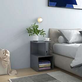 vidaXL Yöpöytä 2 st grå högglans 35x35x55 cm konstruerat trä 806363