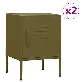 vidaXL Yöpöytä 2 st olivgrön 35x35x51 cm stål 3095205