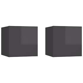 vidaXL Sängbord 2 st grå högglans 30,5x30x30 cm konstruerat trä 3079731