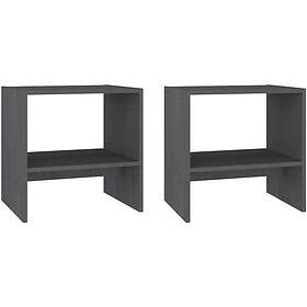 vidaXL Sängbord 2 st grå 40x30,5x40 cm massiv furu 808058