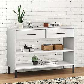 vidaXL Konsolbord med metallben OSLO vit massiv furu 351005