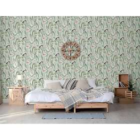 vidaXL DUTCH WALLCOVERINGS Tapet Flamingo mintgrön 442564