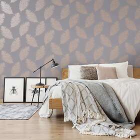 vidaXL DUTCH WALLCOVERINGS Tapet Fawning Feather grå och roséguld 437412