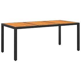 vidaXL Trädgårdsbord 190x90x75 cm akaciaträ och konstrotting svart 310584