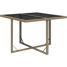 vidaXL Havebord beige 109x107x74 cm polyrattan og glas