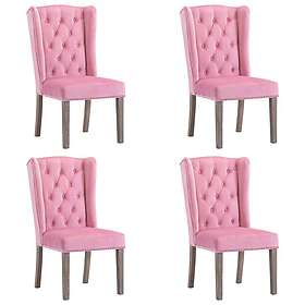 vidaXL Matstolar 4 st rosa sammet 3055860
