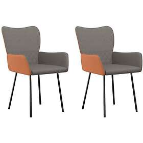 vidaXL Matstolar 2 st ljusgrå tyg och konstläder 344774