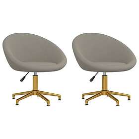 vidaXL Matstolar 2 st ljusgrå sammet 330474