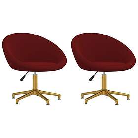vidaXL Matstolar 2 st vinröd sammet 330479