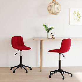 vidaXL Matstolar snurrbara 2 st vinröd sammet 334123