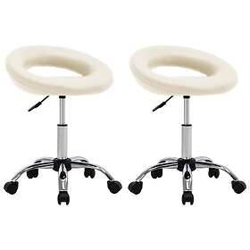 vidaXL Snurrbara matstolar 2 st gräddvit konstläder 333281