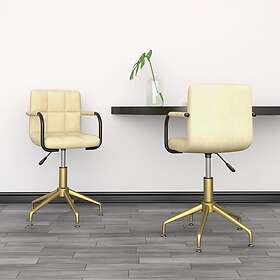 vidaXL Snurrbara matstolar 2 st gräddvit sammet 334866