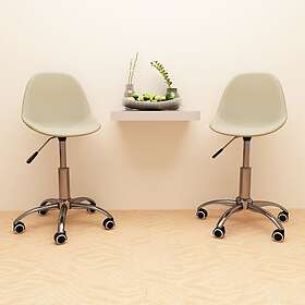 vidaXL Snurrbara matstolar 2 st gräddvit tyg 333415