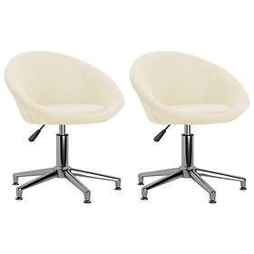 vidaXL Snurrbara matstolar 2 st gräddvit tyg 330453