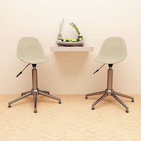 vidaXL Snurrbara matstolar 2 st gräddvit tyg 333441