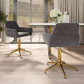 vidaXL Snurrbara matstolar 2 st mörkgrå sammet 331130