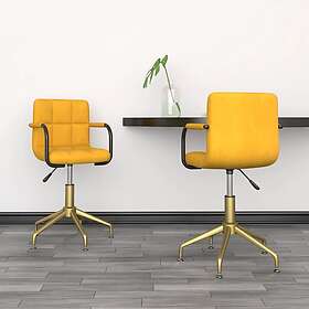 vidaXL Snurrbara matstolar 2 st senapsgul sammet 334874