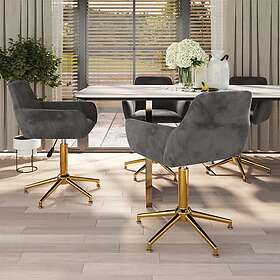 vidaXL Snurrbara matstolar 4 st mörkgrå sammet 3092765