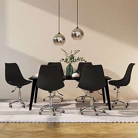 vidaXL Snurrbara matstolar 6 st svart tyg 3085394