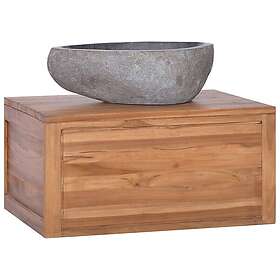 vidaXL Väggmonterad badrumskommod 60x45x30 cm massiv teak 320437