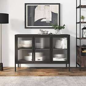 vidaXL Skänk svart 105x35x70 cm glas och stål 353002