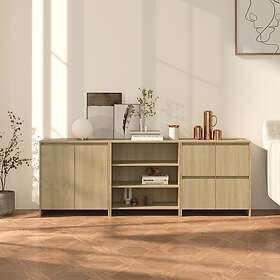 vidaXL Skänk 3 delar sonoma-ek konstruerat trä 3098075