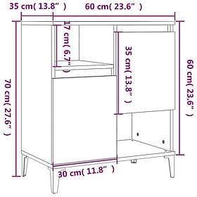 vidaXL Byrå grå sonoma 60x35x70 cm konstruerat trä 821154