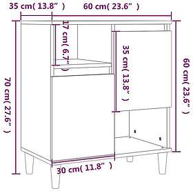 vidaXL Byrå betonggrå 60x35x70 cm konstruerat trä 821144