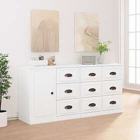 vidaXL Skänk 3 delar Vit konstruerat trä 3185287