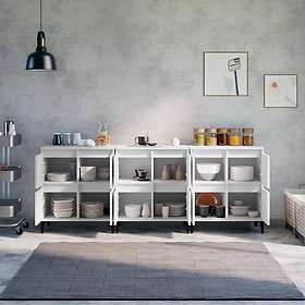 vidaXL Skänk 3 st vit 60x35x70 cm konstruerat trä 3185775