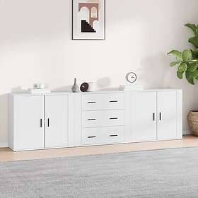 vidaXL Skänk 3 delar Vit konstruerat trä 3185399