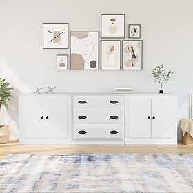 vidaXL Skänk 3 delar Vit konstruerat trä 3185215