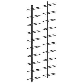 vidaXL Väggmonterat vinställ för 20 flaskor 2 st svart metall 289567