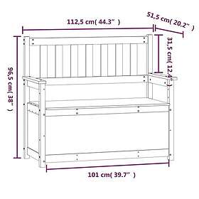 vidaXL Bänk vit 112,5x51,5x96,5 cm massiv furu 823560