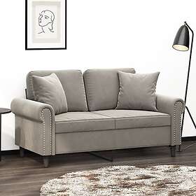 vidaXL 2-sitssoffa med kuddar och dynor ljusgrå 120 cm sammet 3153195