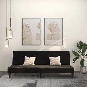 vidaXL Sovesofa 2-sæders svart mikrofibertyg 340675