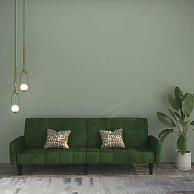 vidaXL Sovesofa 2-sæders mörkgrön sammet 337381