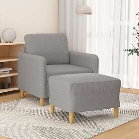 vidaXL Fåtölj med fotpall ljusgrå 60 cm tyg 3153587