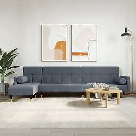 vidaXL L-formad soffa mörkgrå 271x140x70 cm sammet 3157222