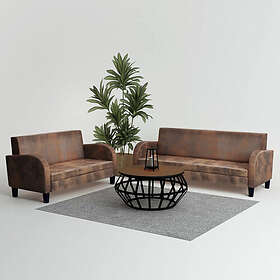 vidaXL Soffgrupp 2 delar konstmocka brun 275226