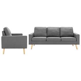 vidaXL Soffgrupp 2 delar tyg ljusgrå 3056634