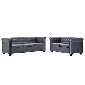 vidaXL Soffgrupp Chesterfield konstmocka grå 275542