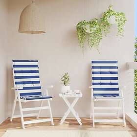 vidaXL Stolsdynor för stolar med hög rygg 2 st blå&vit randig tyg 361253